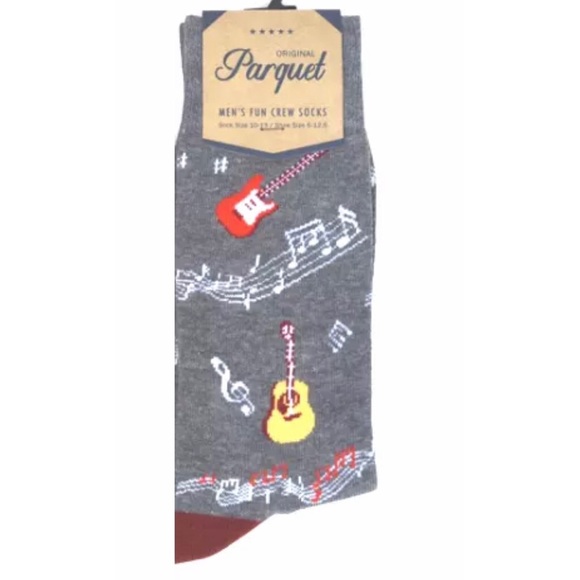Men's Guitars & Music Notes Crew Socks One Pair - Picture 2 of 2